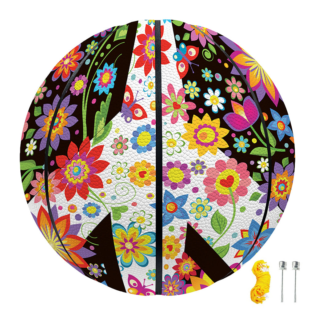 Hippie Flower Peace Sign Print Basketball