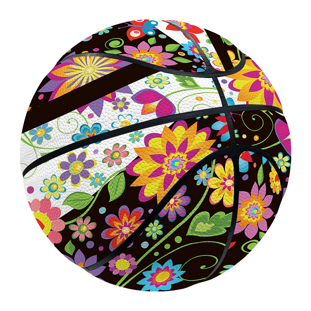 Hippie Flower Peace Sign Print Basketball