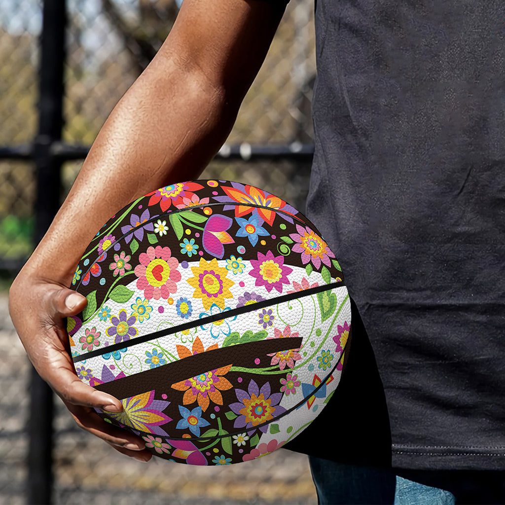 Hippie Flower Peace Sign Print Basketball