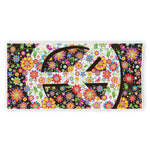 Hippie Flower Peace Sign Print Beach Towel