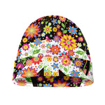 Hippie Flower Peace Sign Print Beanie