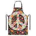 Hippie Flower Peace Sign Print Bib Apron With Pocket