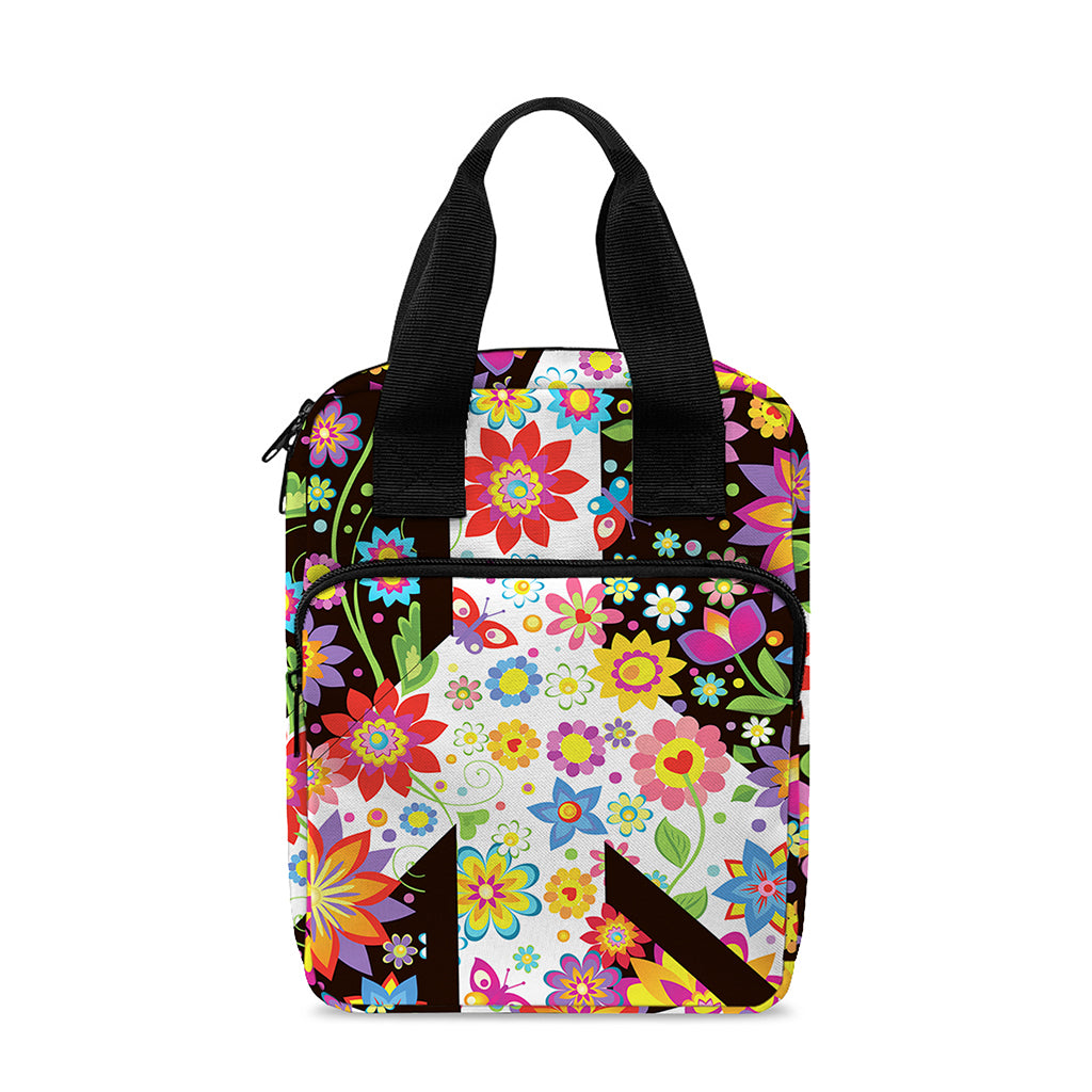 Hippie Flower Peace Sign Print Bible Tote Bag