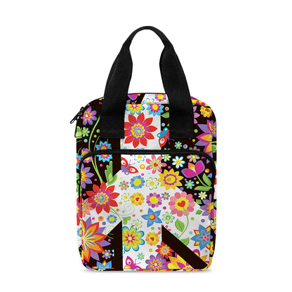 Hippie Flower Peace Sign Print Bible Tote Bag