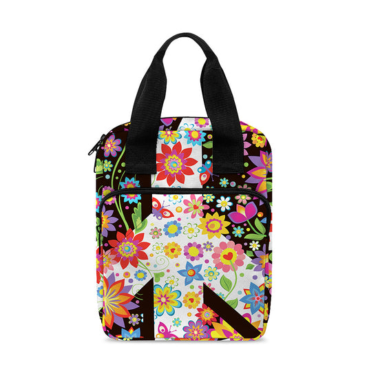 Hippie Flower Peace Sign Print Bible Tote Bag