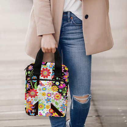 Hippie Flower Peace Sign Print Bible Tote Bag