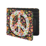 Hippie Flower Peace Sign Print Bifold Wallet