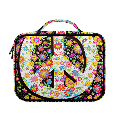 Hippie Flower Peace Sign Print Briefcase Bible Bag