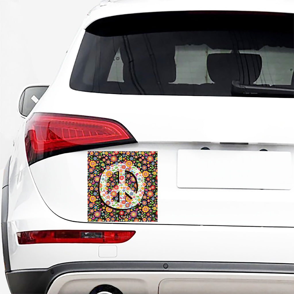 Hippie Flower Peace Sign Print Car Sticker