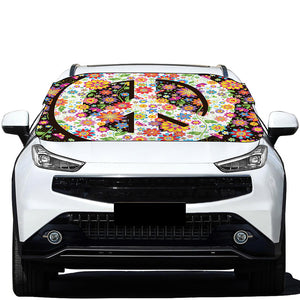 Hippie Flower Peace Sign Print Car Windshield Snow Cover