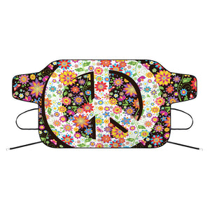 Hippie Flower Peace Sign Print Car Windshield Snow Cover