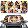 Hippie Flower Peace Sign Print Car Windshield Sun Shade