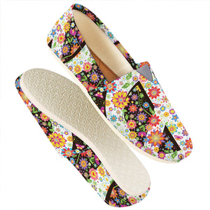 Hippie Flower Peace Sign Print Casual Shoes