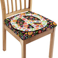Hippie Flower Peace Sign Print Chair Cushion Cover