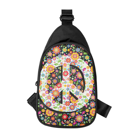 Hippie Flower Peace Sign Print Chest Bag