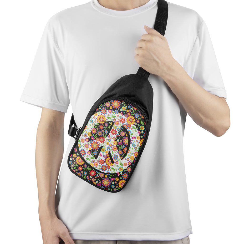 Hippie Flower Peace Sign Print Chest Bag