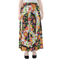 Hippie Flower Peace Sign Print Chiffon Maxi Skirt