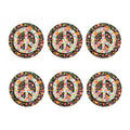 Hippie Flower Peace Sign Print Coaster Set
