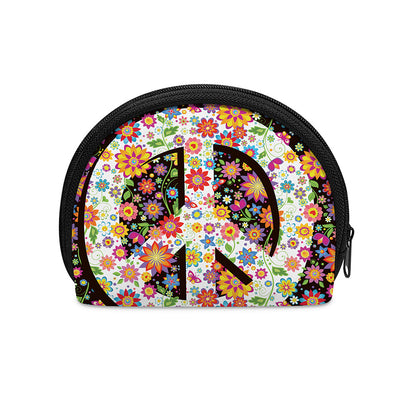 Hippie Flower Peace Sign Print Coin Purse