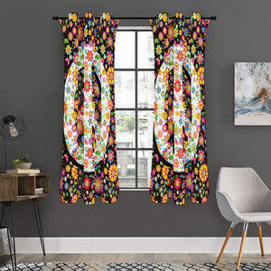 Hippie Flower Peace Sign Print Curtain