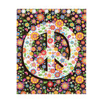 Hippie Flower Peace Sign Print Curtain