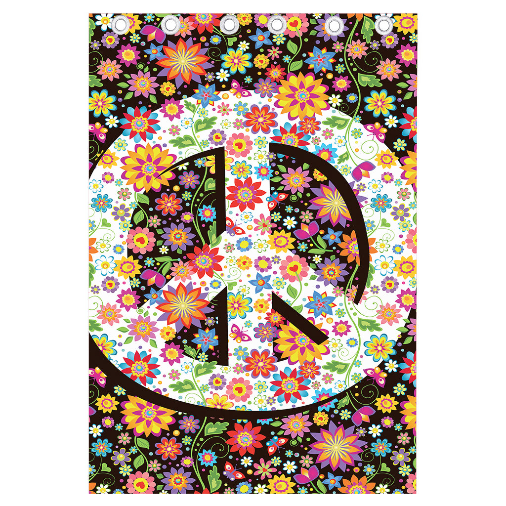 Hippie Flower Peace Sign Print Curtain