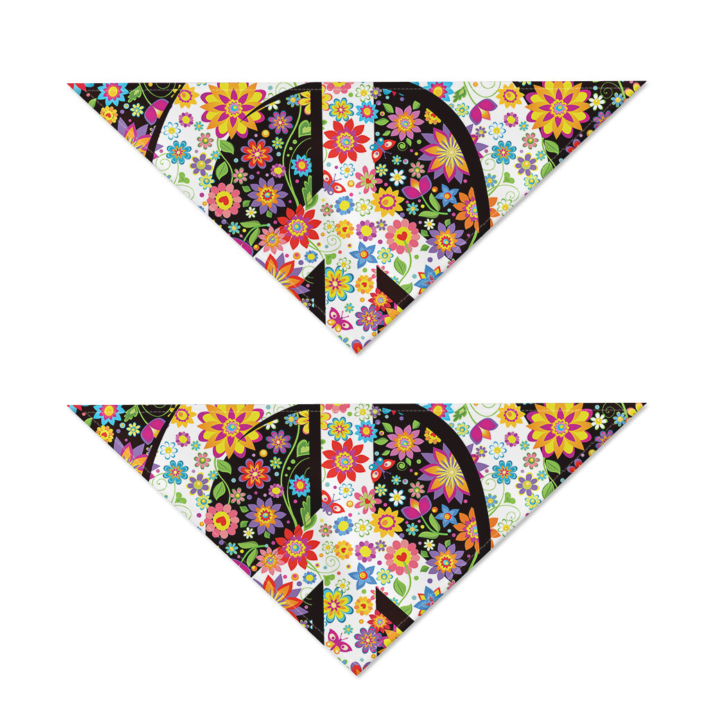 Hippie Flower Peace Sign Print Dog Bandana