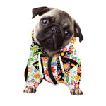 Hippie Flower Peace Sign Print Dog Zip Up Hoodie