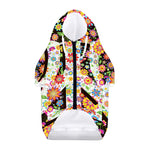 Hippie Flower Peace Sign Print Dog Zip Up Hoodie