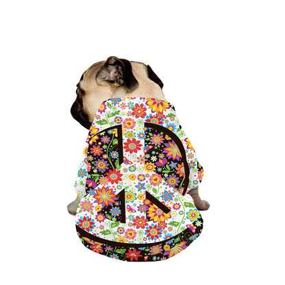 Hippie Flower Peace Sign Print Dog Zip Up Jacket