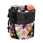 Hippie Flower Peace Sign Print Drawstring Makeup Bag