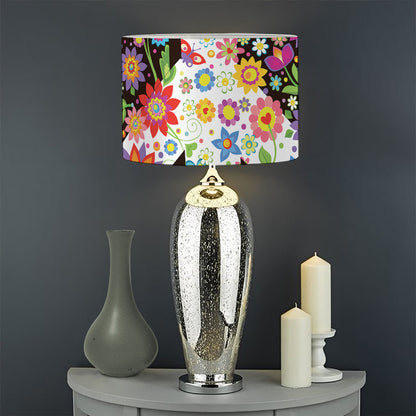 Hippie Flower Peace Sign Print Drum Lamp Shade