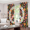 Hippie Flower Peace Sign Print Extra Wide Grommet Curtains