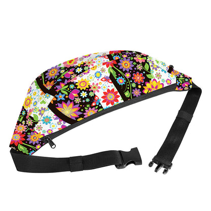 Hippie Flower Peace Sign Print Fanny Pack