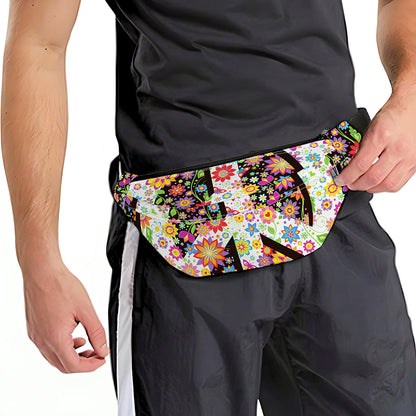 Hippie Flower Peace Sign Print Fanny Pack