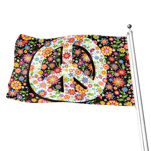 Hippie Flower Peace Sign Print Flag