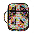 Hippie Flower Peace Sign Print Front Pocket Bible Bag
