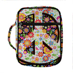 Hippie Flower Peace Sign Print Front Pocket Bible Bag