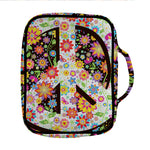Hippie Flower Peace Sign Print Front Pocket Bible Bag