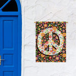 Hippie Flower Peace Sign Print Garden Flag
