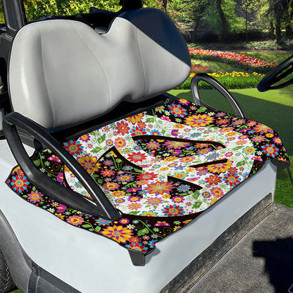 Hippie Flower Peace Sign Print Golf Cart Seat Cover