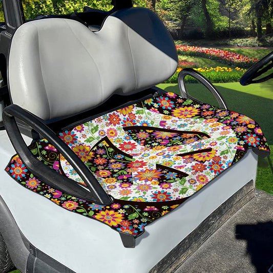 Hippie Flower Peace Sign Print Golf Cart Seat Cover