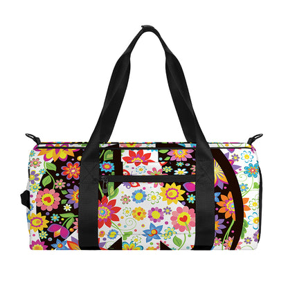 Hippie Flower Peace Sign Print Gym Bag