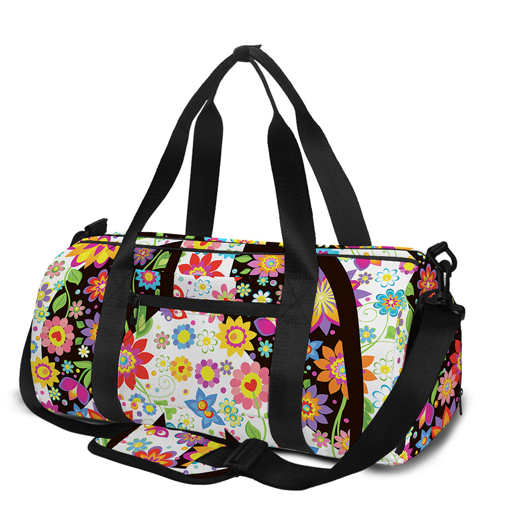 Hippie Flower Peace Sign Print Gym Bag