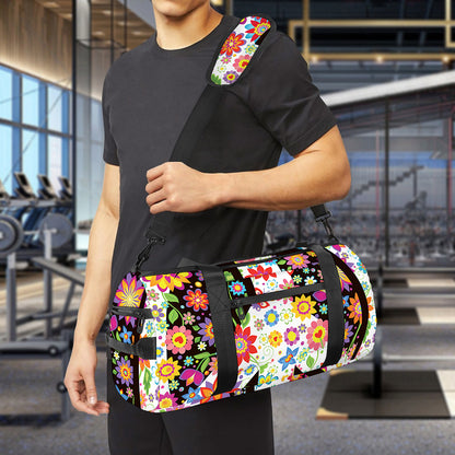 Hippie Flower Peace Sign Print Gym Bag