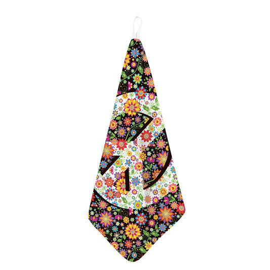 Hippie Flower Peace Sign Print Hand Towel