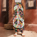 Hippie Flower Peace Sign Print Harem Pants