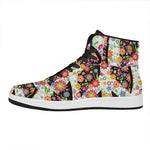 Hippie Flower Peace Sign Print High Top Leather Sneakers
