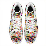 Hippie Flower Peace Sign Print High Top Leather Sneakers