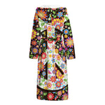 Hippie Flower Peace Sign Print Hooded Bathrobe
